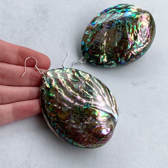 Abalone Earrings Large Abalone Earrings Abalone Statement Earrings