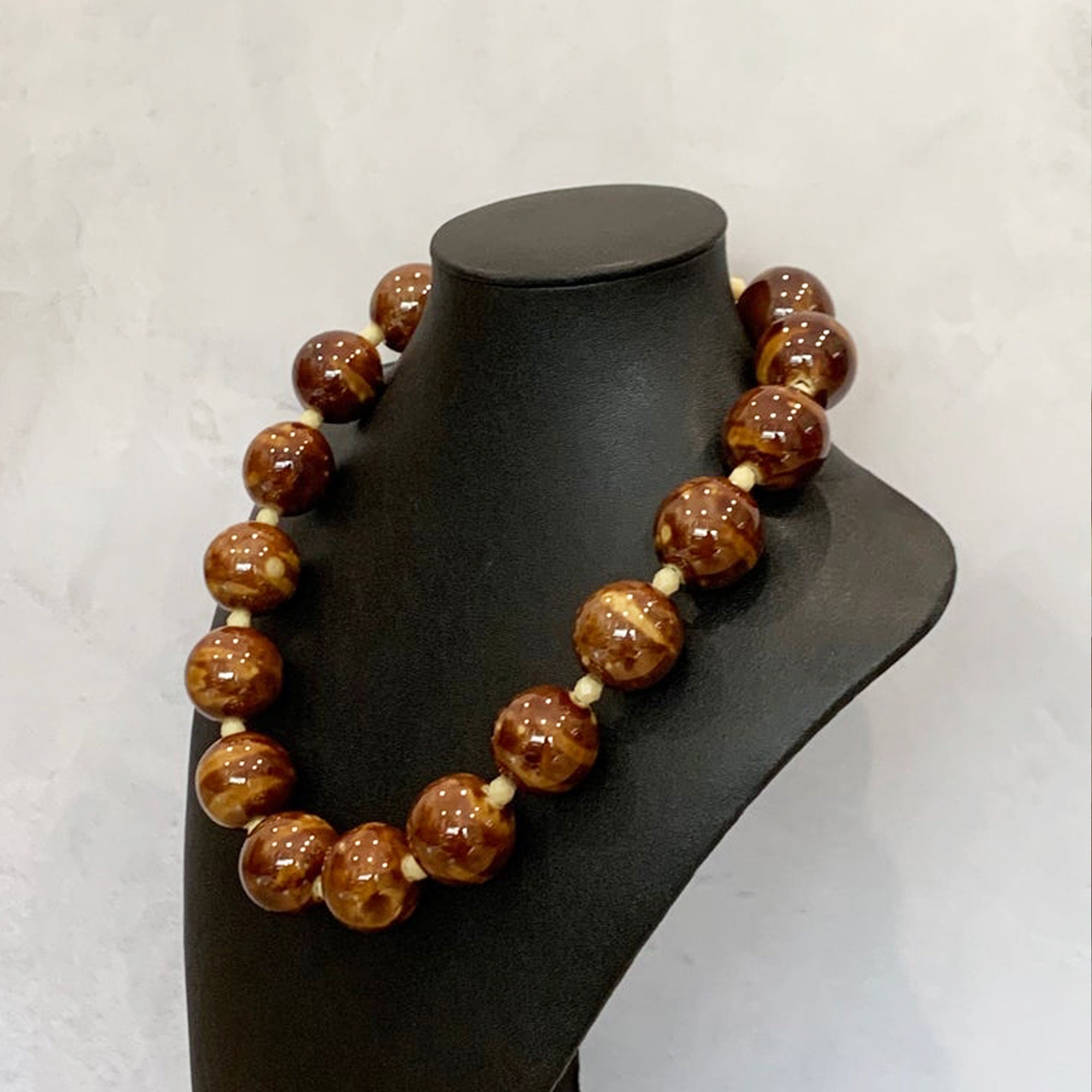 Chunky Brown Necklace Brown Bead Necklace Brown Beaded | Etsy