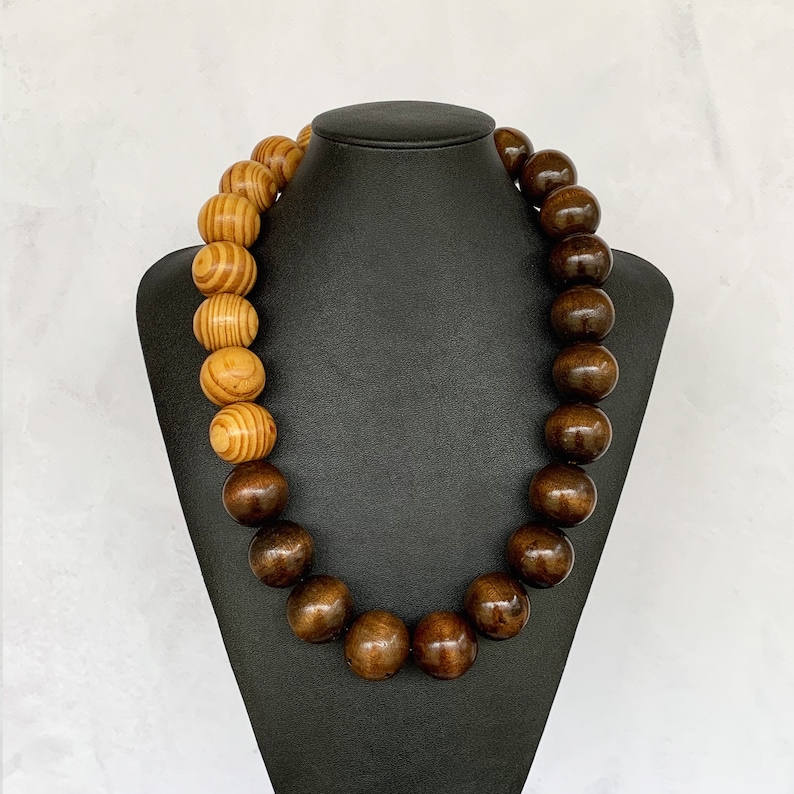 Modern Wood Necklace Color Block Necklace Chunky Wood Etsy