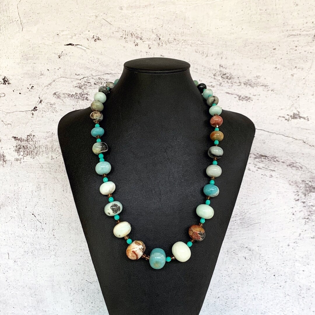 Blue Green Necklace Blue Graduated Necklace Beachy Necklace - Etsy
