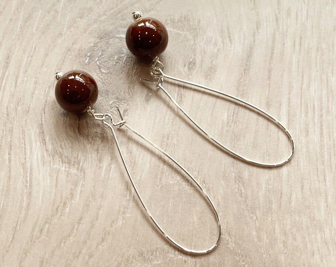 Brown Earrings, Brown Earrings Dangle, Brown Wooden Earrings, Earrings