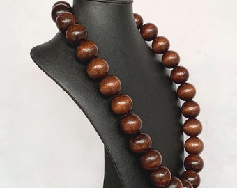 Big wooden on sale beads necklace