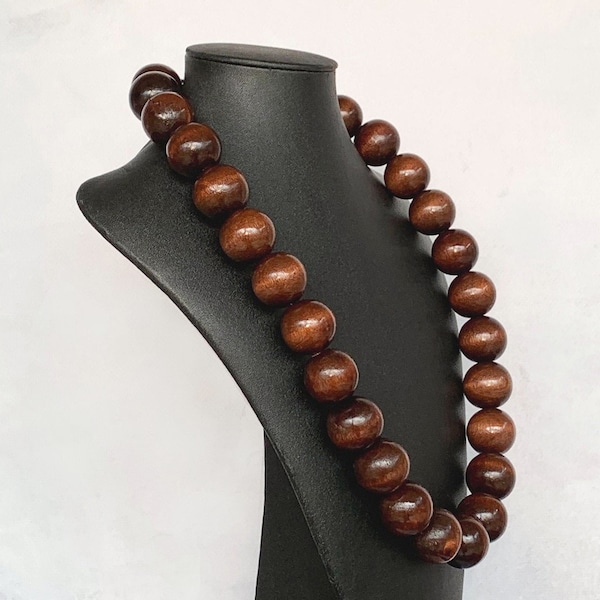 Collier de perles en bois, gros collier en bois, collier en bois, collier de perles de bois, collier en bois unisexe, collier en bois pour homme, collier bohème pour homme