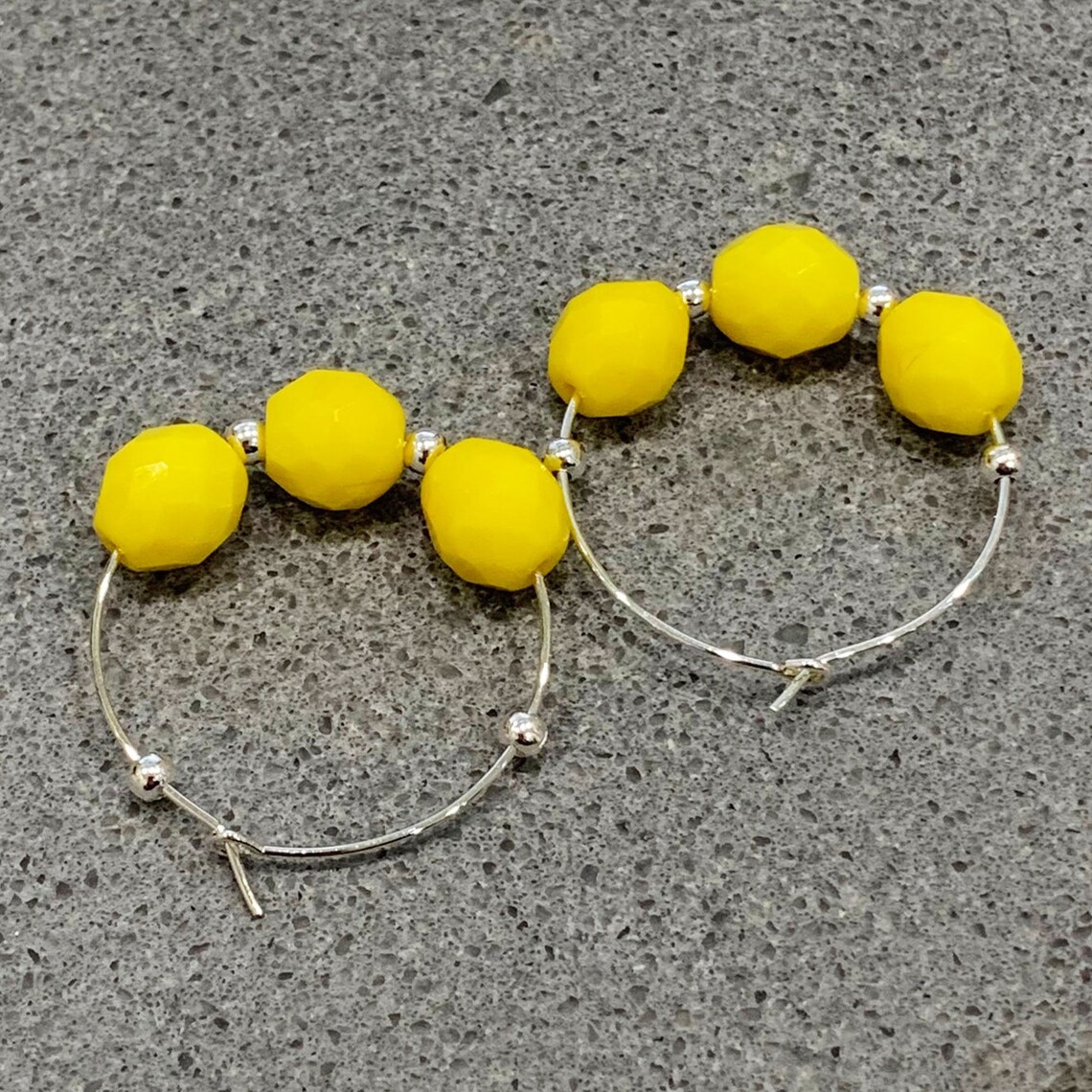 The Large Yellow Hoop Earrings in Platinum (Pierced)