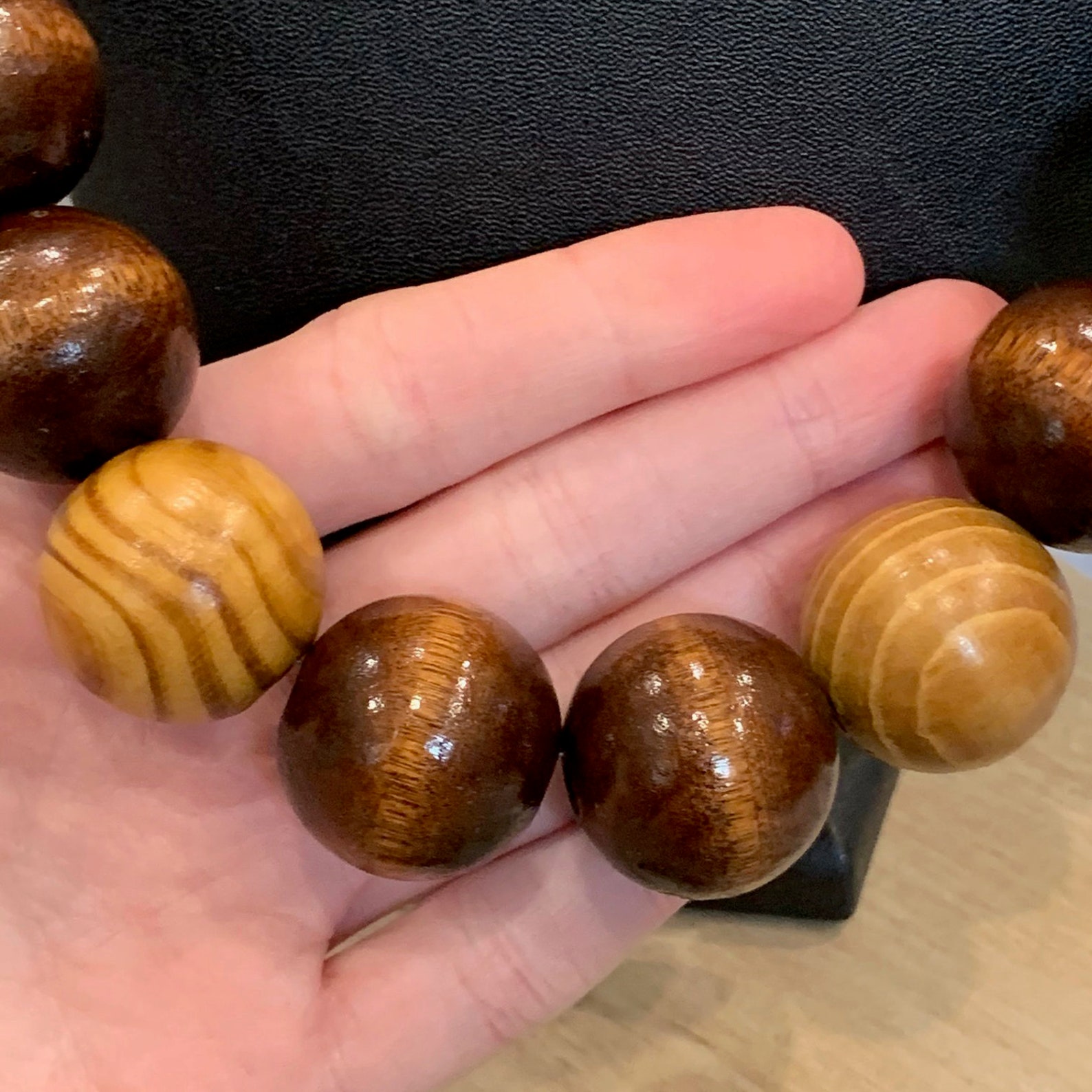 Wood Beaded Necklace Mens Wood Necklace Chunky Wood Necklace Etsy