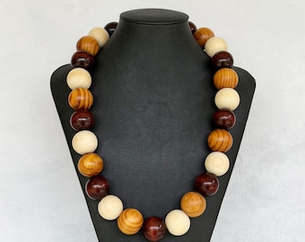 Wood Bead Necklace, Wood Necklace for Men, Unisex Wooden Necklace, Akuma Bead Necklace, Multicolor Wooden Bead Necklace, Men Beaded Necklace