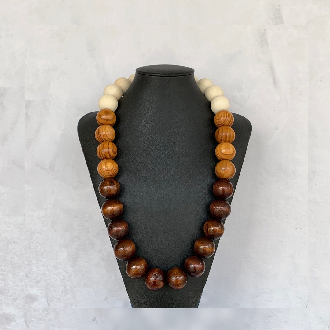 Chunky Wood Necklace Unisex Wood Necklace Mens Wood Necklace Etsy