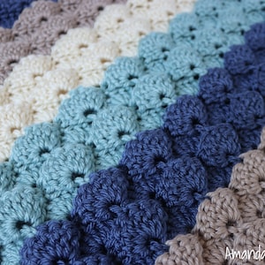 Gehäkelte Baby Decke Muster, Baby-Dusche-Geschenk, gehäkelte 3D Puffy Shell Muster, Baby Decke Muster, Muster von Amanda Crochets