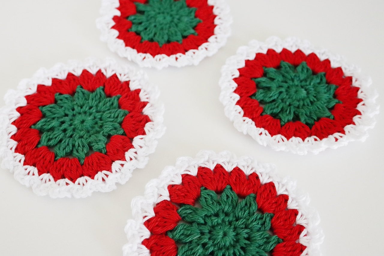 39 Christmas Coaster Crochet Patterns for Festive Table Decor, Gifts, and Cozy Holiday... 27 Crochet Christmas Coaster Pattern: Lace Edge Holiday