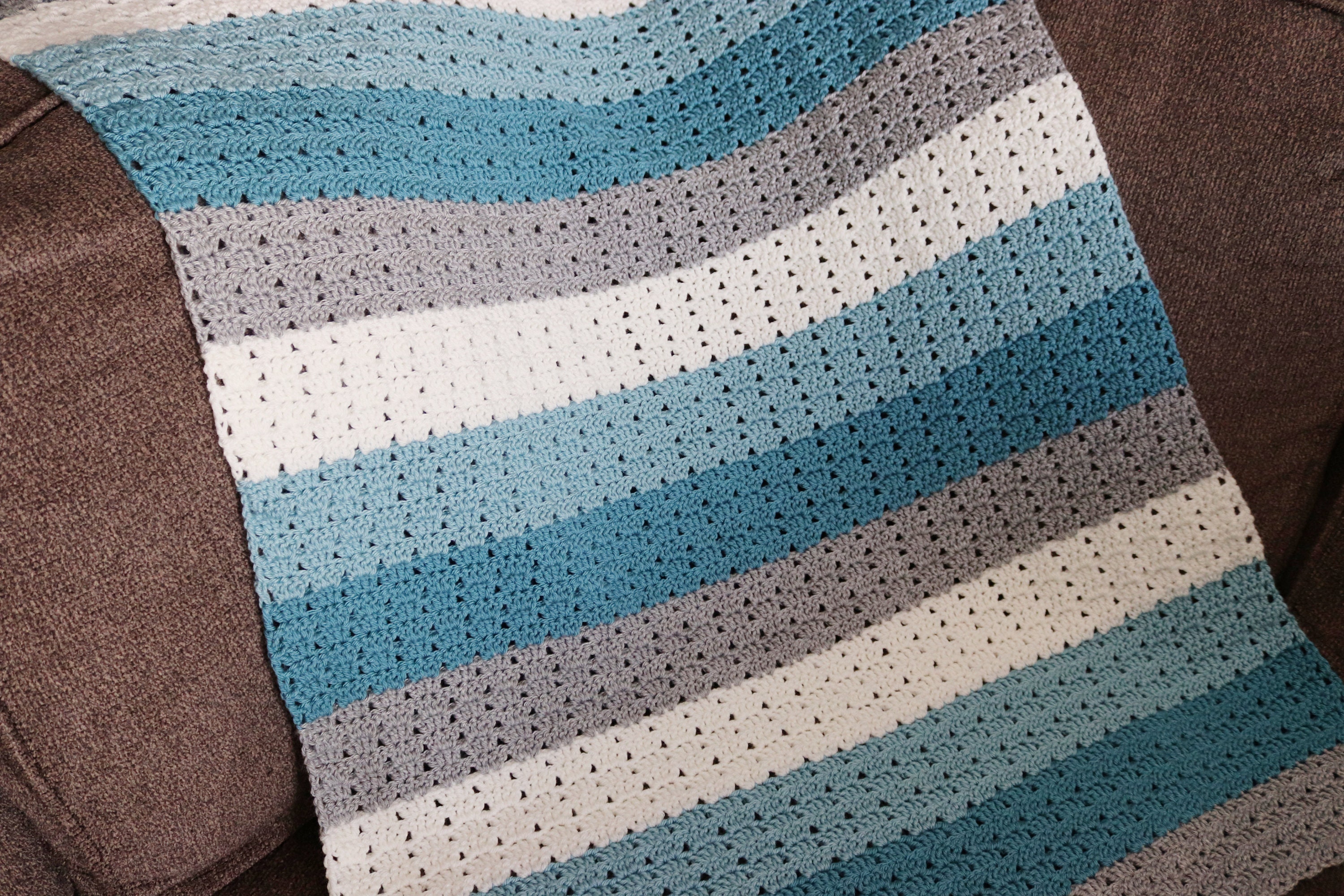 34 Crochet V-Stitch Patterns You Won't Want To Miss 28 Crochet Baby Blanket Pattern: Twin V-Stitch Striped Afghan