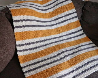 Striped Crochet Throw Blanket Pattern: Easy Beginner Afghan (PDF Pattern)
