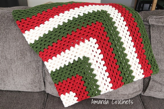 Christmas Throw Blanket-crochet Granny Square-instant