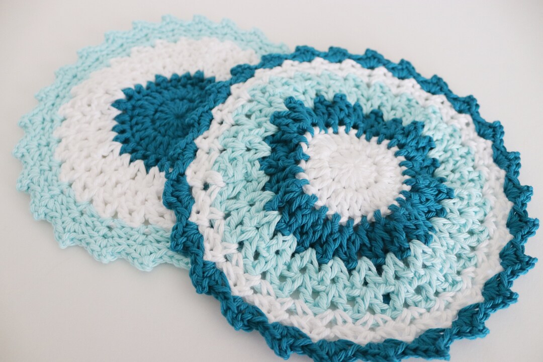 Cotton Dishcloth, Round Dishcloth, Dishcloths, Easy Crochet Dishcloth