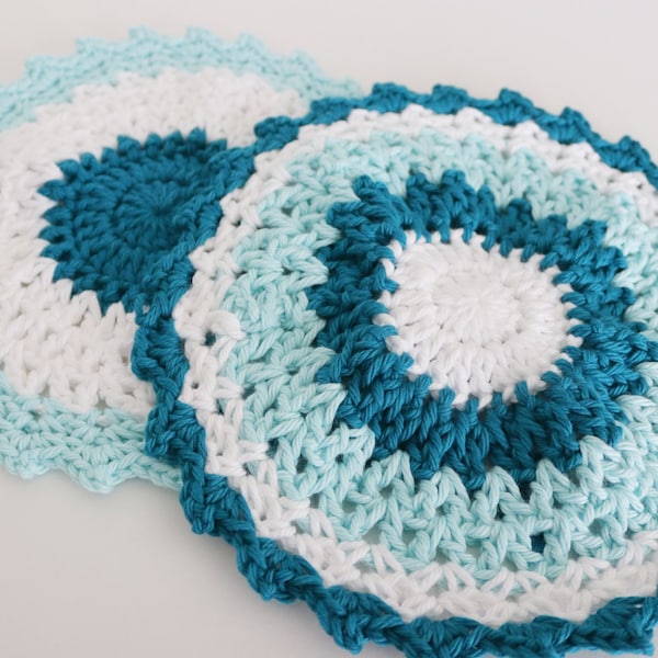 Cotton Dishcloth, Round Dishcloth, Dishcloths, Easy Crochet Dishcloth, Easy Pattern, Instant Download, Pattern by Amanda Crochets