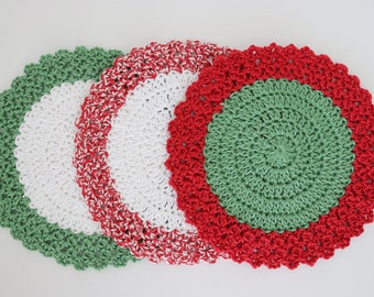 Weihnachtsgeschirrtuch gehäkelt, Anleitung: Frohes Beeren-Design (PDF Download)