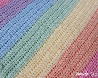 Crochet Baby Blanket Pattern-Instant Download-Rainbow Baby Blanket-Beginner Friendly Pattern-Rainbow Blanket-Pattern by Amanda Crochets