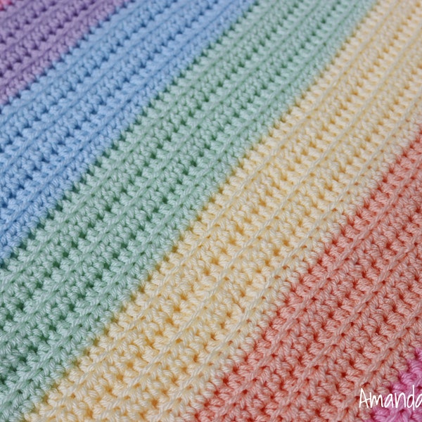 Crochet Baby Blanket Pattern-Instant Download-Rainbow Baby Blanket-Beginner Friendly Pattern-Rainbow Blanket-Pattern by Amanda Crochets