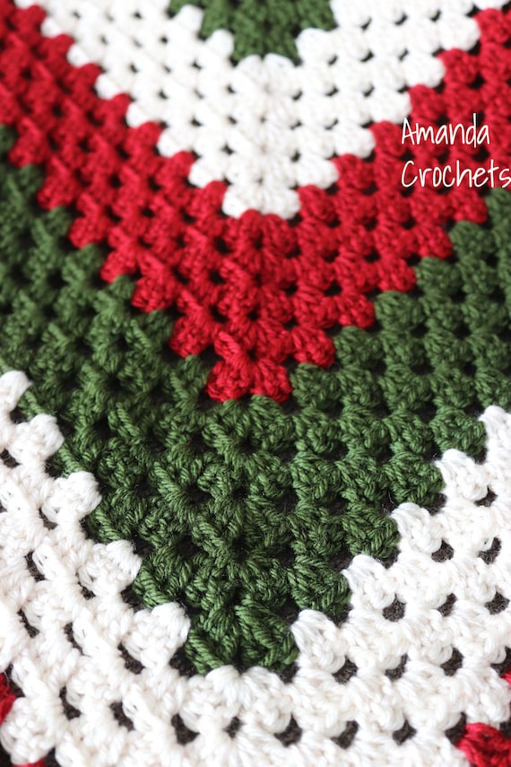 Christmas Throw Blanket-crochet Granny Square-instant