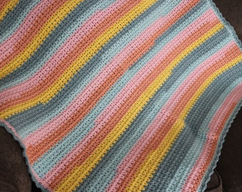 Crochet Baby Blanket Pattern-Instant Download-Easy Baby Blanket-Beginner Friendly Pattern-Rainbow Baby Blanket-Pattern by Amanda Crochets