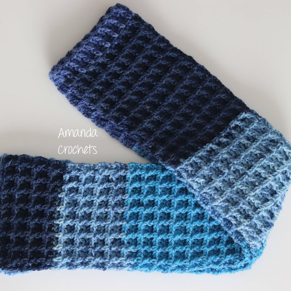 Crochet Scarf Pattern-Instant Download-Waffle Stitch Scarf-Neckwarmer-Winter Accessory-Caron Cake-Crochet Pattern-Pattern by Amanda Crochets