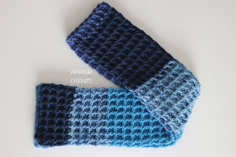 Crochet Scarf Pattern-Instant Download-Waffle Stitch Scarf-Neckwarmer-Winter Accessory-Caron Cake-Crochet Pattern-Pattern by Amanda Crochets image 1