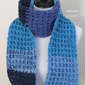 Crochet Scarf Pattern-Instant Download-Waffle Stitch Scarf-Neckwarmer-Winter Accessory-Caron Cake-Crochet Pattern-Pattern by Amanda Crochets image 3