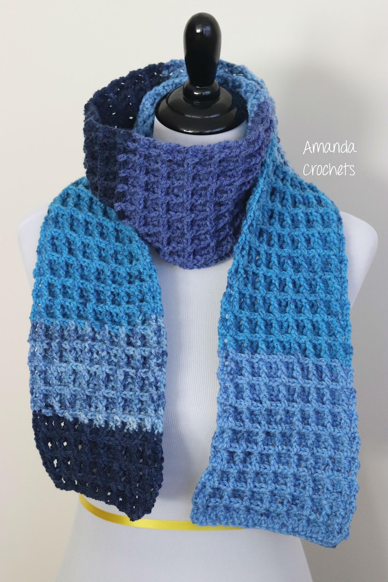 Crochet Scarf Pattern-Instant Download-Waffle Stitch Scarf-Neckwarmer-Winter Accessory-Caron Cake-Crochet Pattern-Pattern by Amanda Crochets image 3