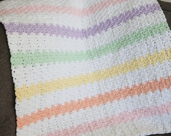 Crochet Baby Blanket Pattern-Instant Download-Baby Blanket Pattern-Crochet Pattern-Pastel Baby Blanket-Pattern by Amanda Crochets