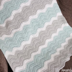 Crochet Baby Blanket Pattern-Instant Download-Baby Blanket Pattern-Crochet Pattern-Modern Chevron Baby Blanket-Pattern by Amanda Crochets image 1