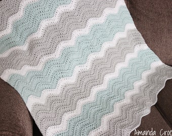 Crochet Baby Blanket Pattern-Instant Download-Baby Blanket Pattern-Crochet Pattern-Modern Chevron Baby Blanket-Pattern by Amanda Crochets