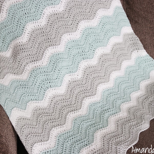 Crochet Baby Blanket Pattern-Instant Download-Baby Blanket Pattern-Crochet Pattern-Modern Chevron Baby Blanket-Pattern by Amanda Crochets