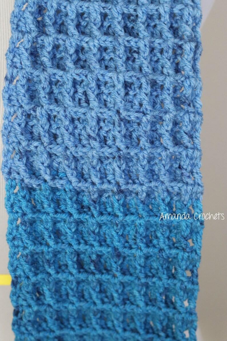 Crochet Scarf Pattern-Instant Download-Waffle Stitch Scarf-Neckwarmer-Winter Accessory-Caron Cake-Crochet Pattern-Pattern by Amanda Crochets image 4