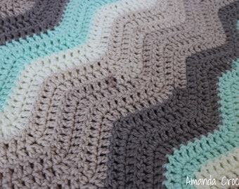 Crochet Baby Blanket Pattern-Instant Download-Baby Blanket Pattern-Baby Afghan-Crochet Pattern-Chevron Blanket-Pattern by Amanda Crochets