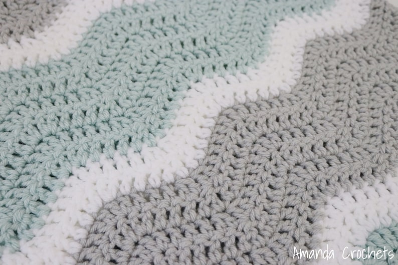 Crochet Baby Blanket Pattern-Instant Download-Baby Blanket Pattern-Crochet Pattern-Modern Chevron Baby Blanket-Pattern by Amanda Crochets image 2