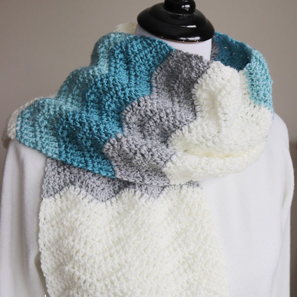 Crochet Scarf Pattern-Instant Download-Modern Chevron Scarf-Scarves-Chevron-Winter Accessory-Crochet Pattern-Pattern by Amanda Crochets