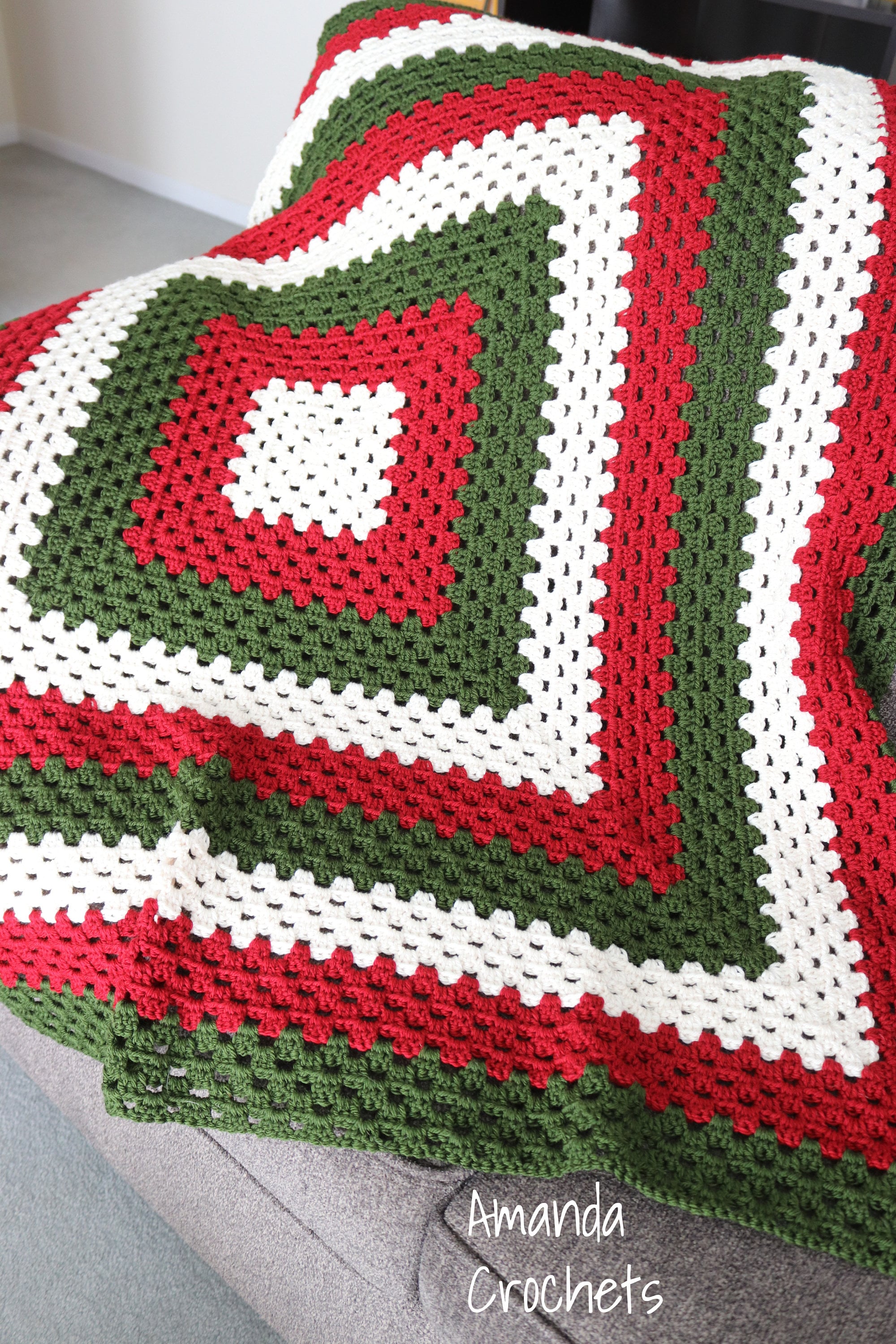 Christmas Throw Blanket-crochet Granny Square-instant Download