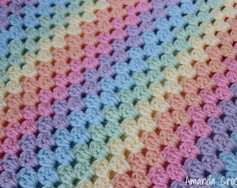 Couverture au crochet pour bébé, téléchargement immédiat, arc-en-ciel pour bébé, bébé afghan, motif au crochet, couverture arc-en-ciel pastel, par Amanda Crochets