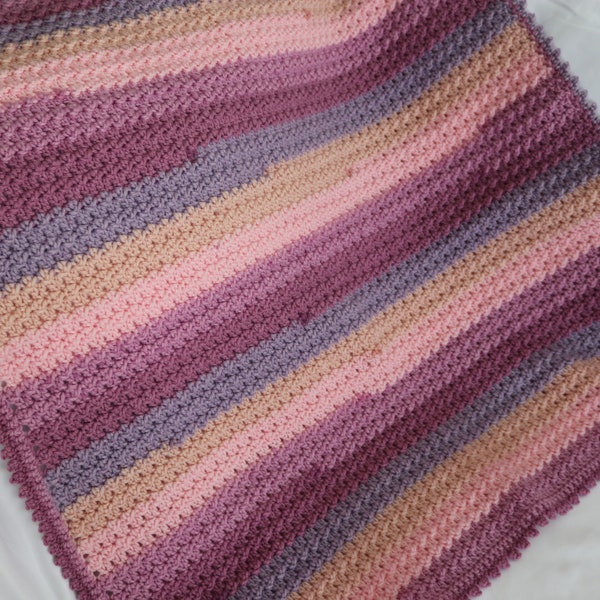 Crochet Baby Blanket Pattern, Instant Download, Easy Baby Afghan, Pink Purple Baby Blanket, Baby Blanket Pattern, Pattern by Amanda Crochets