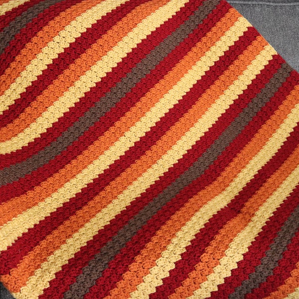 Crochet Throw Blanket Pattern, Fall Theme Blanket, Fall Throw Blanket, Fall Decor, Autumn Afghan, Ripple Blanket, Pattern by Amanda Crochets