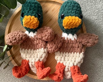 Crochet Mallard Duck Snuggler | Duck Lovey | Handmade Mallard | Farm Animal Lovey | Mini Farm Animal