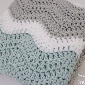 Crochet Baby Blanket Pattern-Instant Download-Baby Blanket Pattern-Crochet Pattern-Modern Chevron Baby Blanket-Pattern by Amanda Crochets image 3