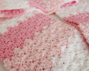 Crochet Scarf Pattern-Valentine Scarf-Pink White Scarf-Scarves-Winter Accessory-Crochet Pattern-Instant Download-Pattern by Amanda Crochets