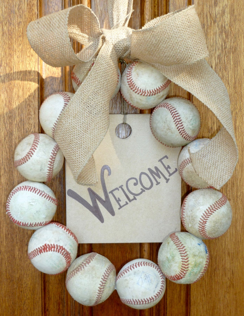 Home Garden Home Decor Baseball Door Wreath Made With 10
