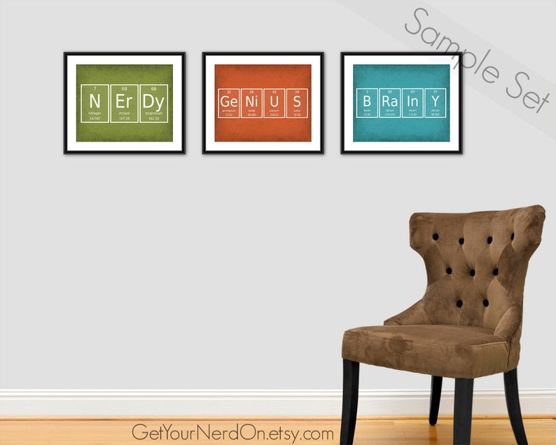 Genius Poster Nerdy Science Art Periodic Table Of Elements Chemist Office Decor Unique Teacher Gift Kids Room Decor Gifts For Nerds