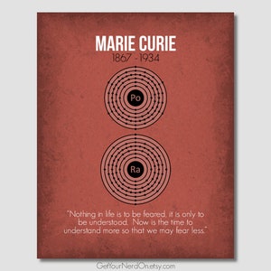 Marie Curie Poster, Famous Scientist Art, Women In Science, Science Geek Gifts