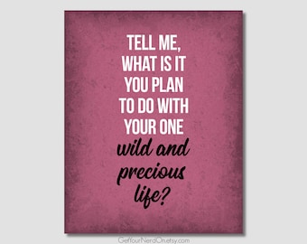 Inspirational Quotes, Tell Me What Is It You Plan To Do, Motivational Literary Wall Art