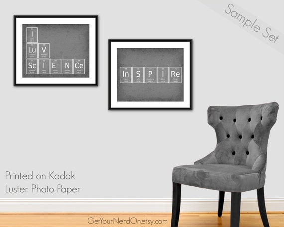 I Luv Science Print Periodic Elements Science Nerd Poster Classroom Wall Art Nerdy Home Decor Science Teacher Gift Unique Office Decor