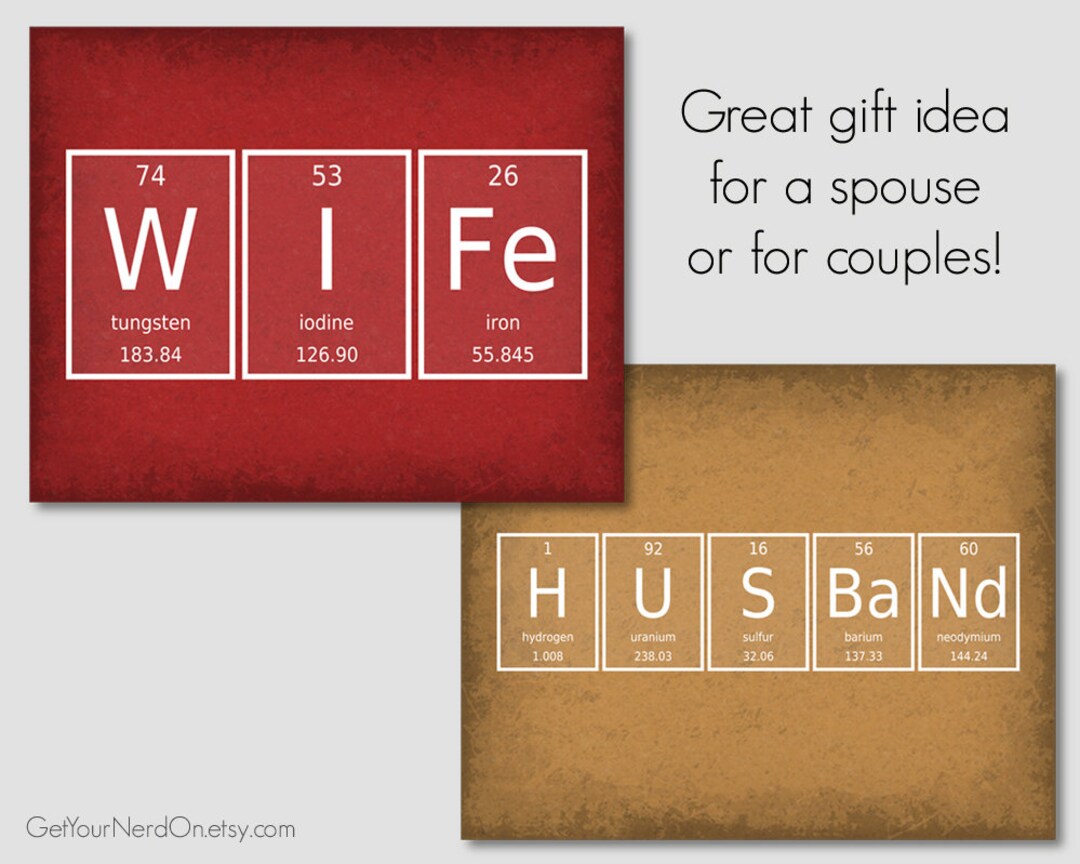 Husband and Wife Gifts Periodic Table Couple Gift Ideas