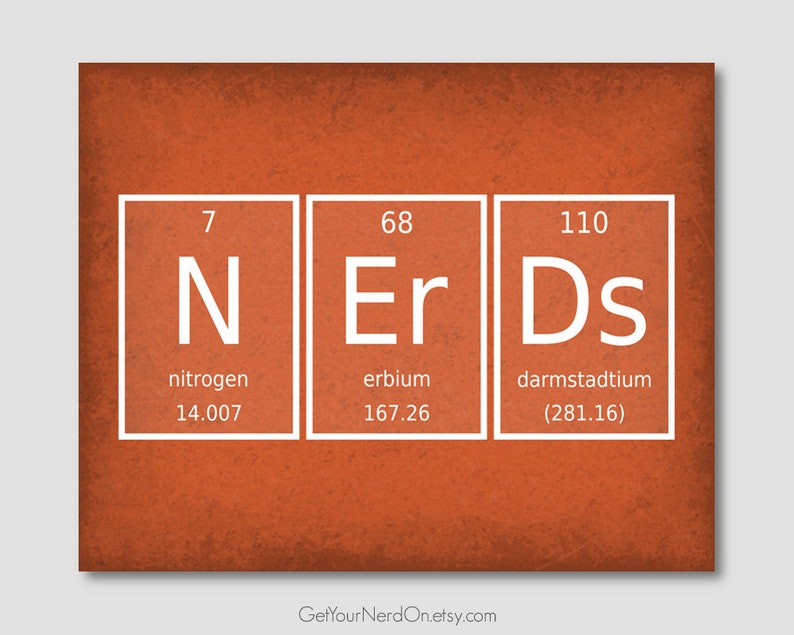 Nerd Periodic Table Of Elements Print Dorm Decor For Nerds Science Poster Print Chemical Elements Science Lab Decor Chemistry Poster