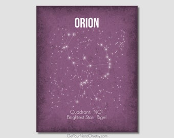 Orion Constellation, Astronomy Art Print, Outer Space Nursery Decor, Astronomy Gifts